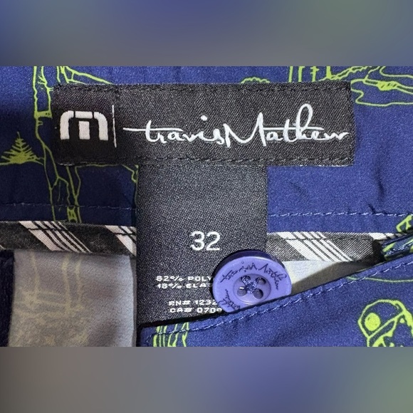 Travis Mathew Navy and Lime Graphic Chinos - Picture 2 of 4